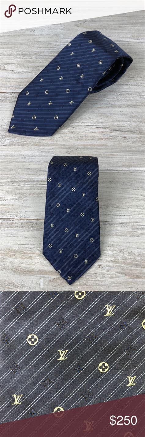 louis vuitton monogram navy original tie silk|More.